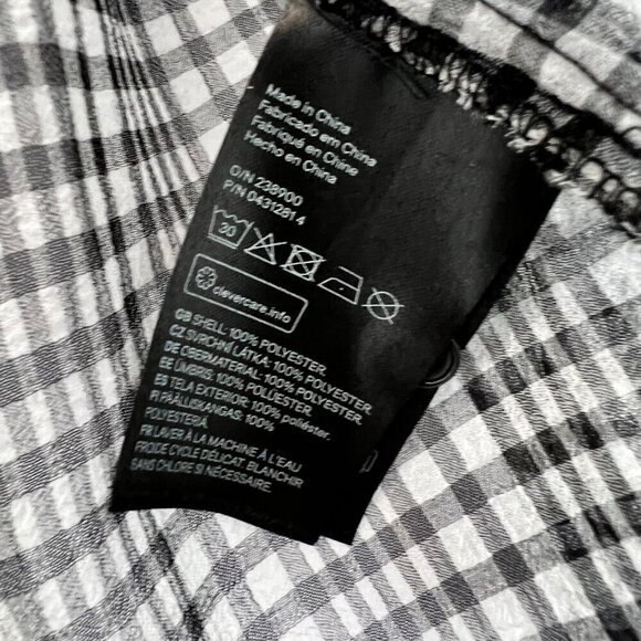 H&M Womens Long Sleeve Button Down Sheer Blouse Black/Gray Plaid Sz 4 Ruffles - Picture 9 of 9